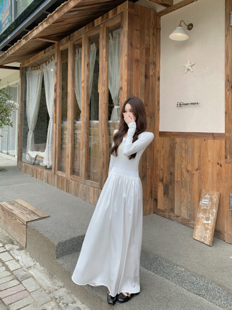 Halter round neck long dress bottoming dress