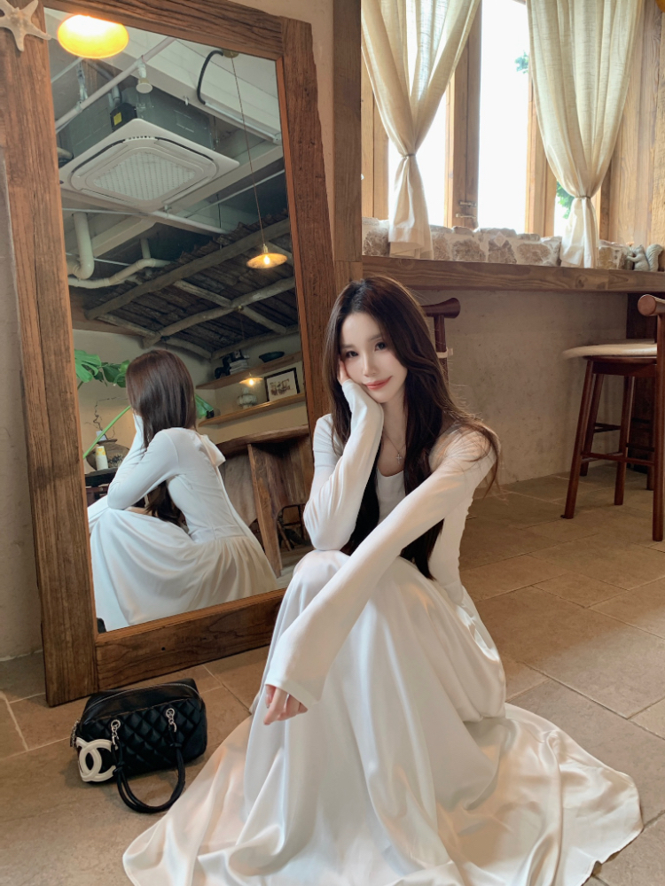 Halter round neck long dress bottoming dress