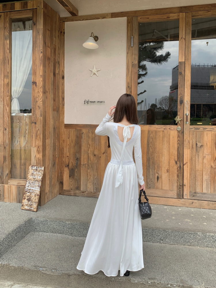 Halter round neck long dress bottoming dress