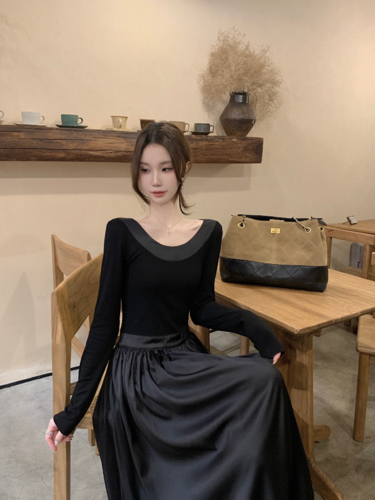 Halter round neck long dress bottoming dress