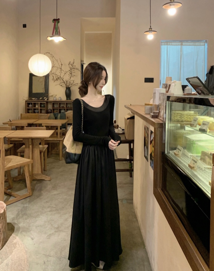 Halter round neck long dress bottoming dress