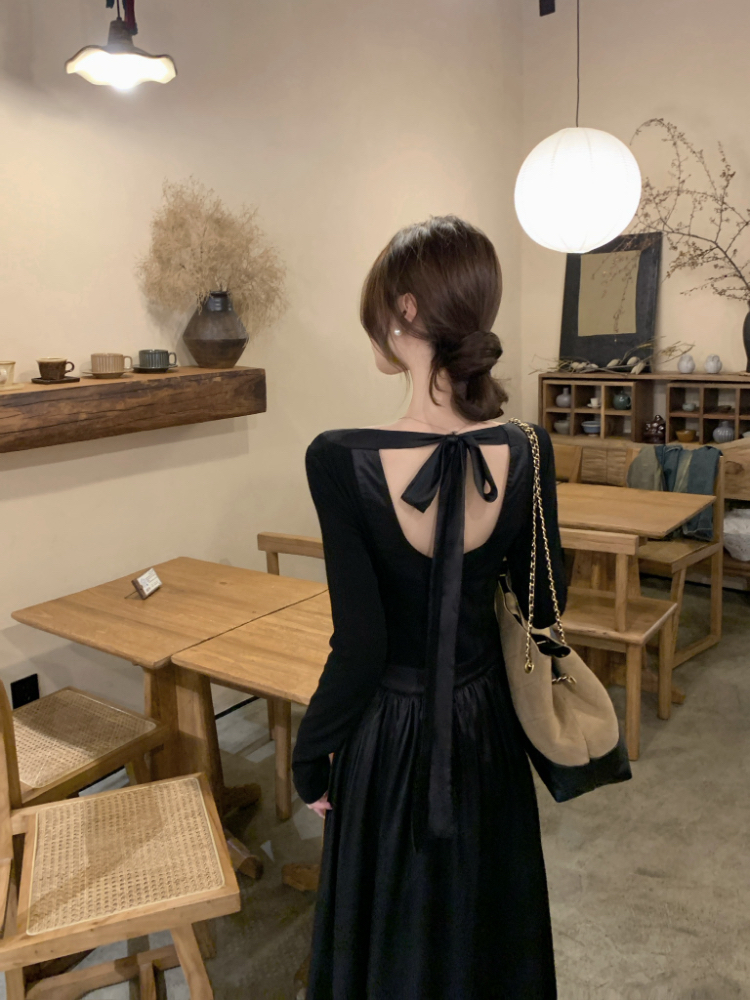 Halter round neck long dress bottoming dress