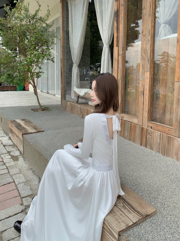 Halter round neck long dress bottoming dress