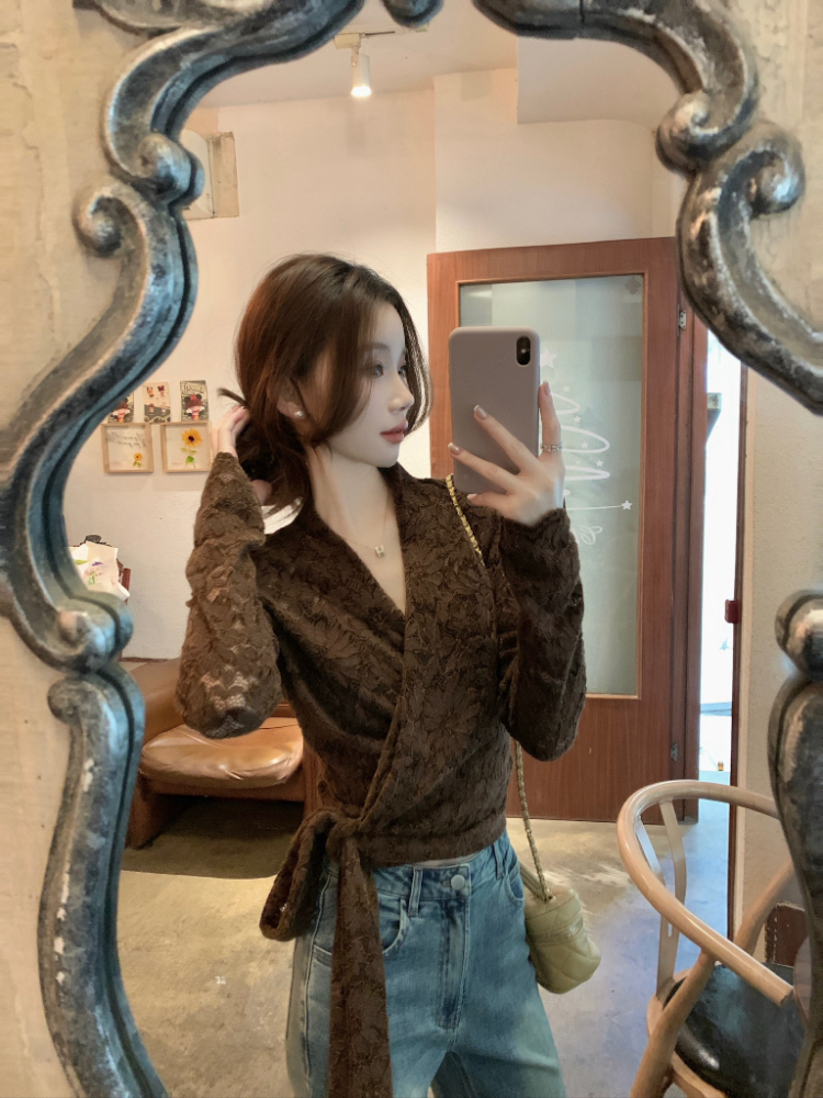 Temperament shirts bandage tops for women