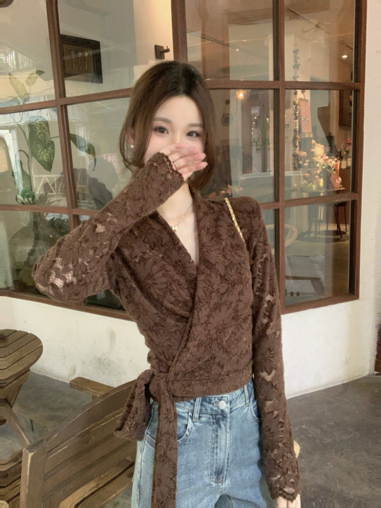 Temperament shirts bandage tops for women