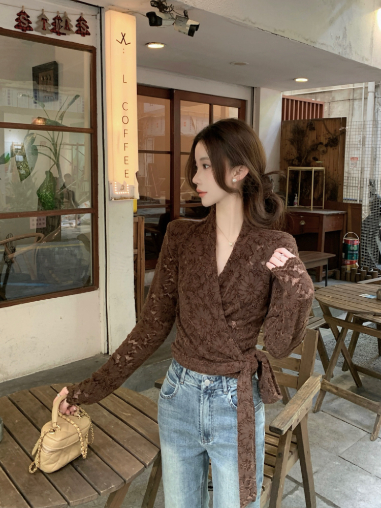 Temperament shirts bandage tops for women