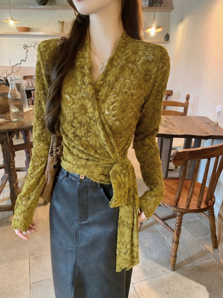 Temperament shirts bandage tops for women