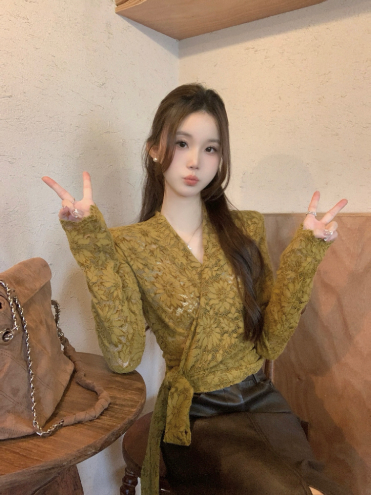 Temperament shirts bandage tops for women