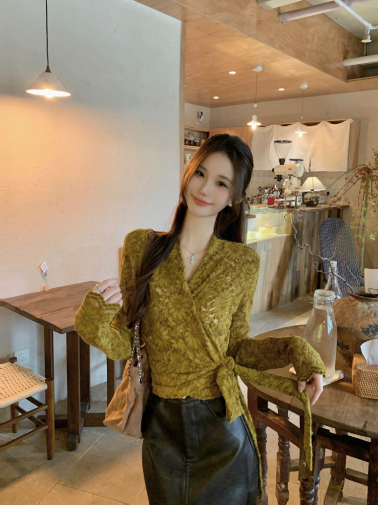 Temperament shirts bandage tops for women