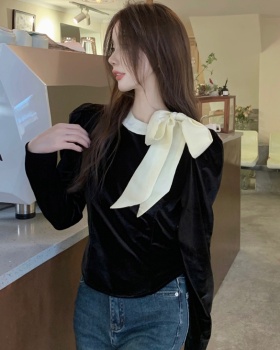 Puff sleeve all-match shirt France style tops for women