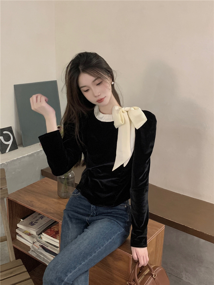 Puff sleeve all-match shirt France style tops for women