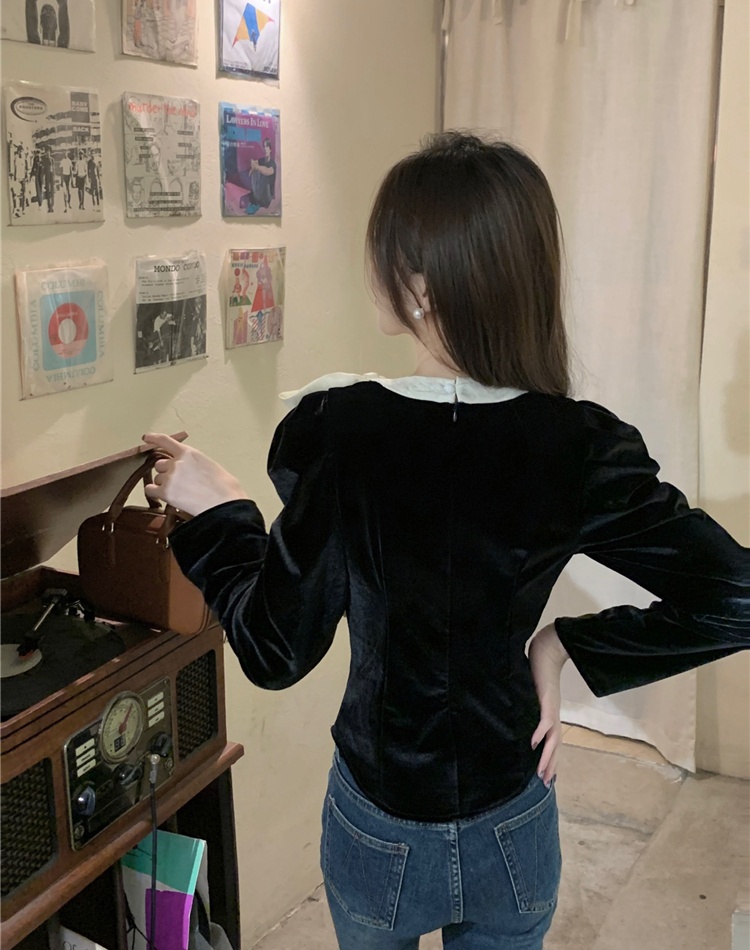 Puff sleeve all-match shirt France style tops for women