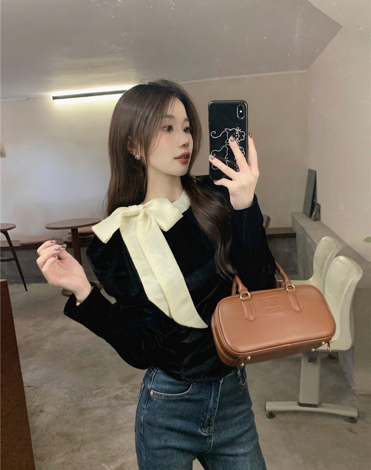 Puff sleeve all-match shirt France style tops for women