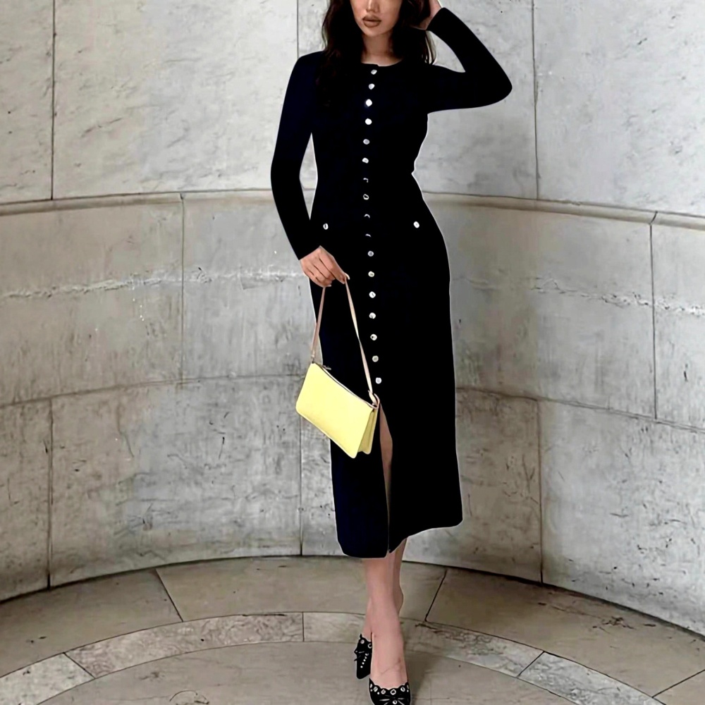 France style long dress knitted dress