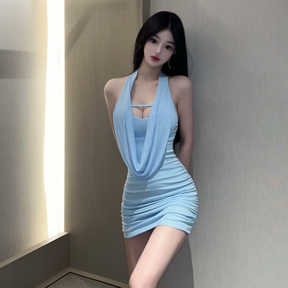 Sleeveless fashion heap collar enticement sexy dress for women