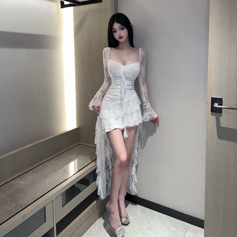 Long sleeve lace dress perspective long dress for women