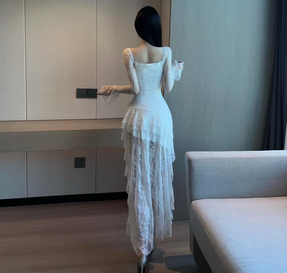 Long sleeve lace dress perspective long dress for women