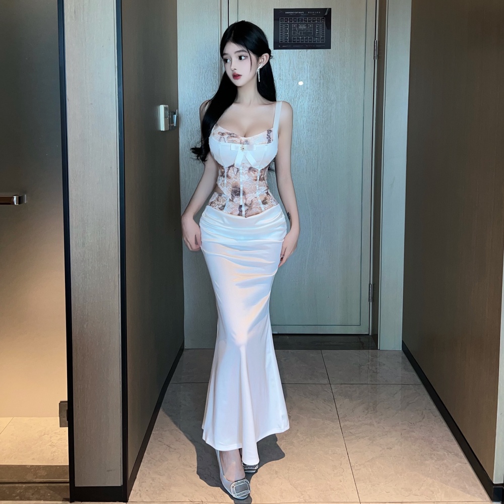 Sleeveless sexy long dress spicegirl formal dress 2pcs set