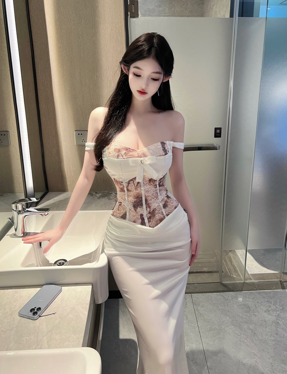 Sleeveless sexy long dress spicegirl formal dress 2pcs set