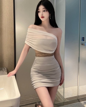 Sloping shoulder sexy dress spicegirl formal dress for women