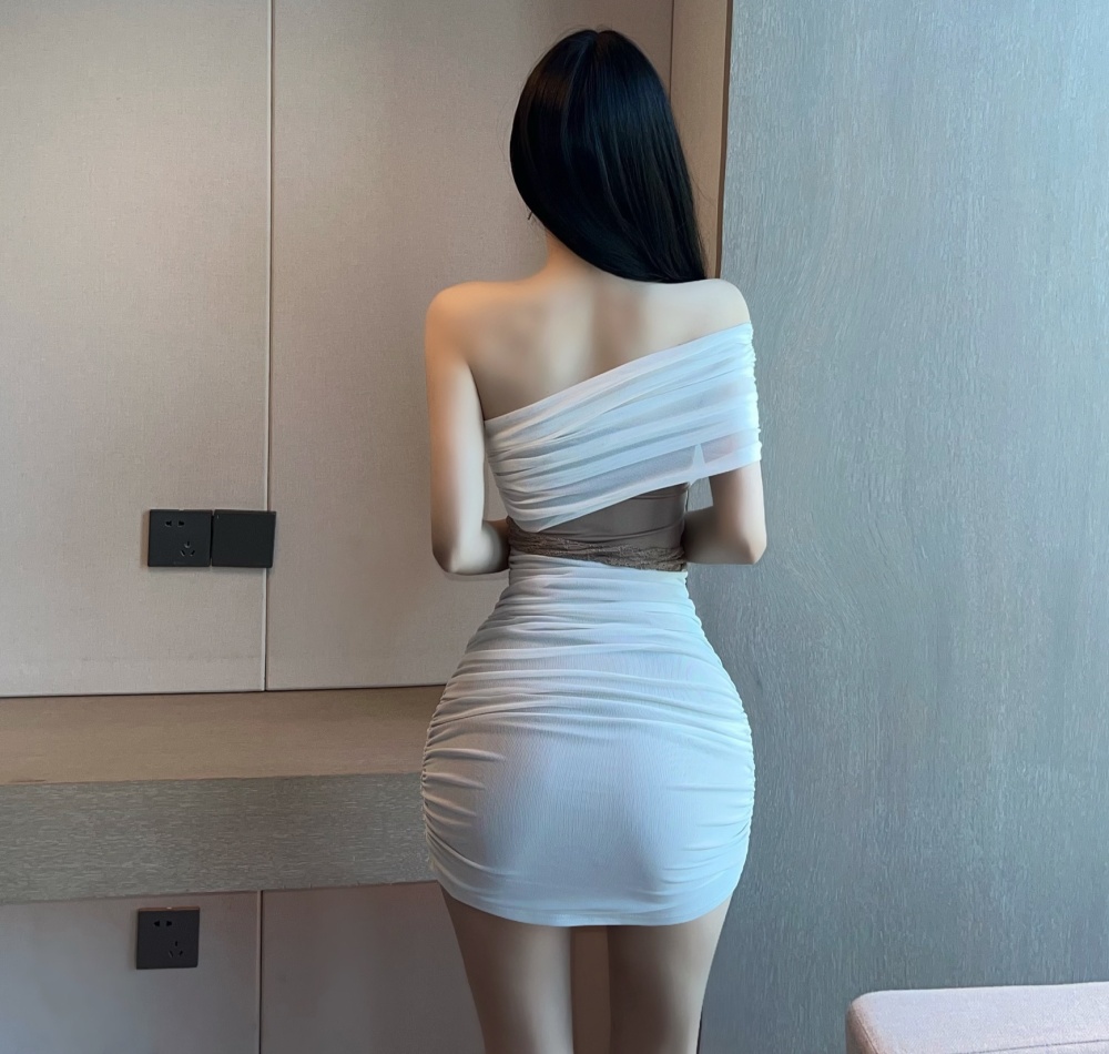 Sloping shoulder sexy dress spicegirl formal dress for women