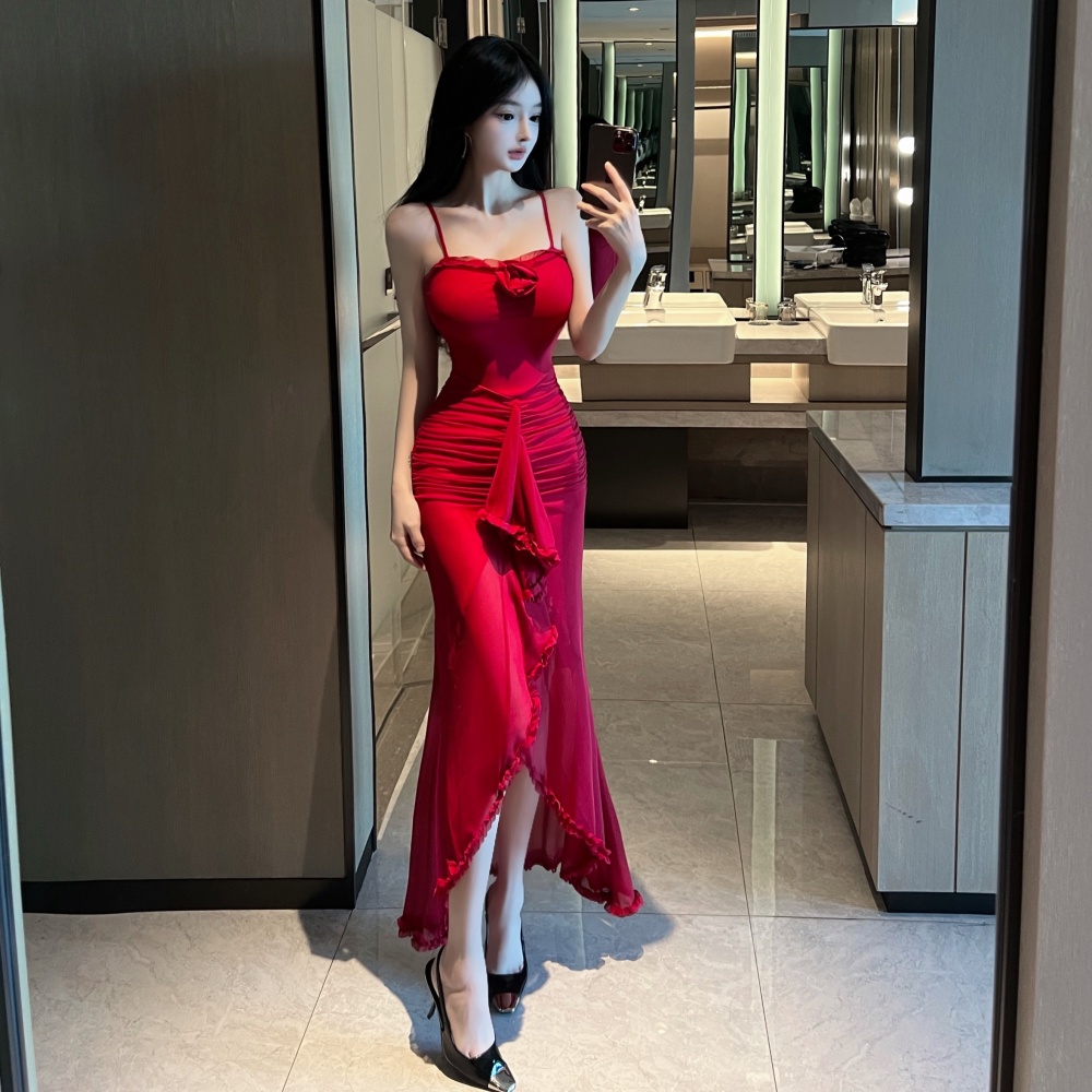 Sexy spicegirl dress travel red formal dress for women