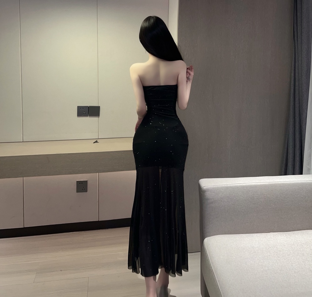 Sexy long dress wrapped chest formal dress for women
