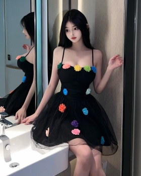 Flowers stereoscopic formal dress slim sling dress for women