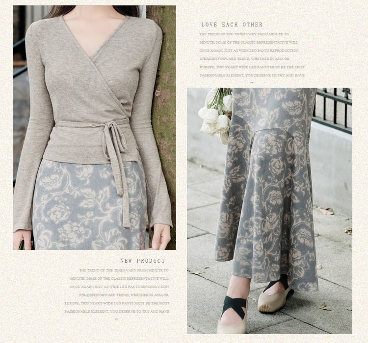 Retro slim sweater long sleeve autumn tops a set for women