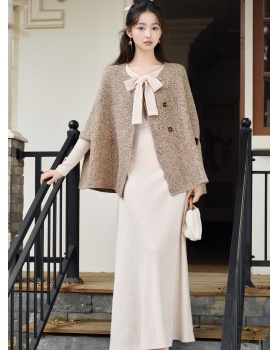 Temperament retro coat loose cloak 2pcs set