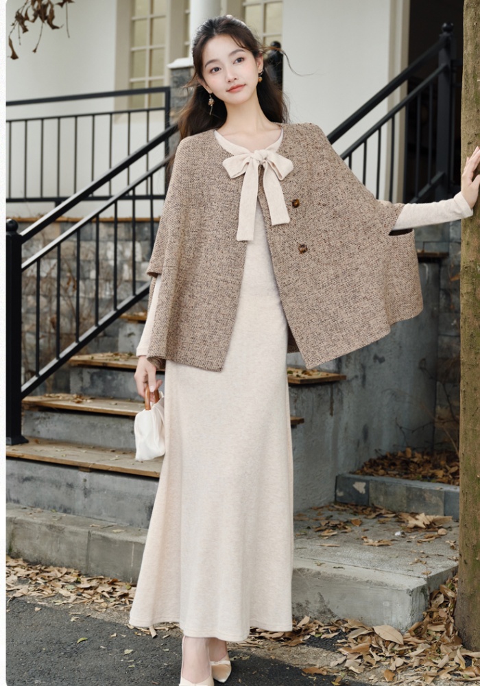 Temperament retro coat loose cloak 2pcs set