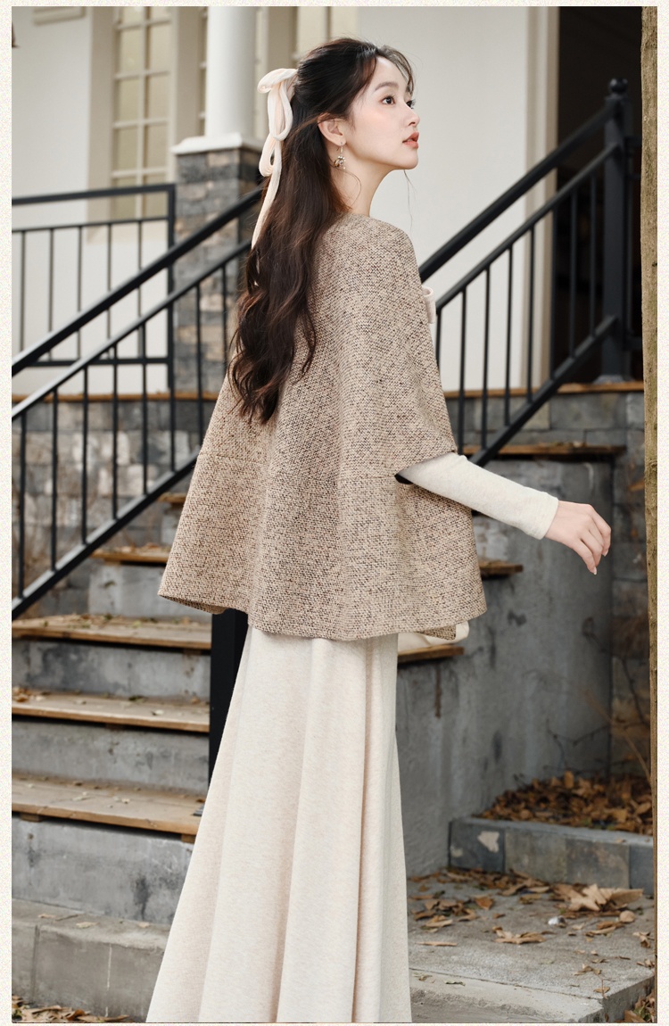 Temperament retro coat loose cloak 2pcs set