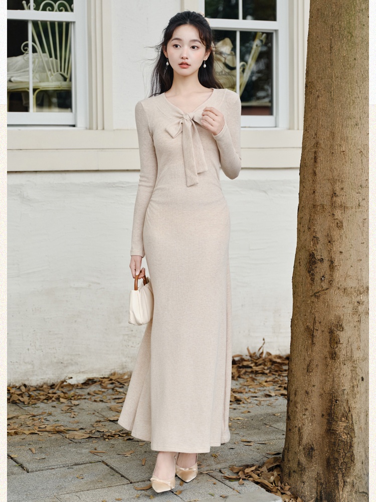 Long sleeve frenum knitted dress