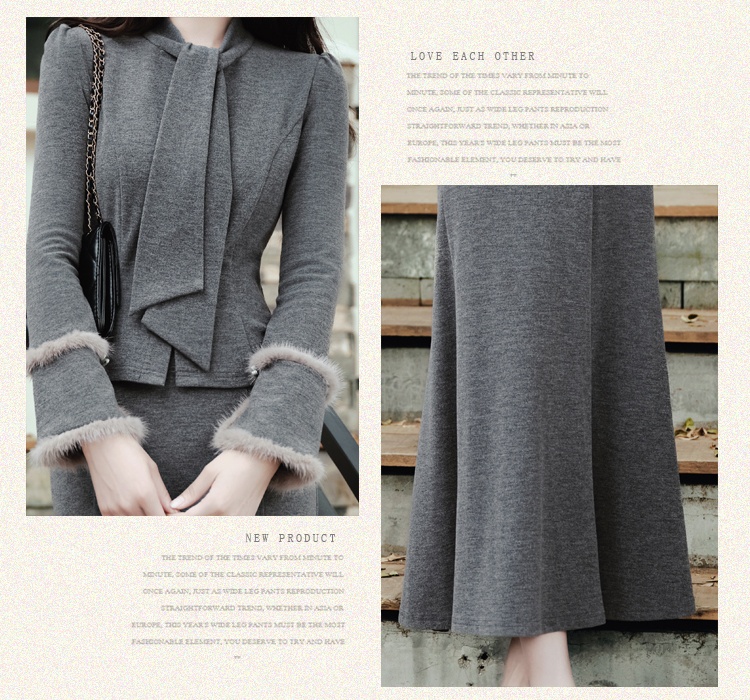 Slim knitted skirt mermaid winter cardigan 2pcs set