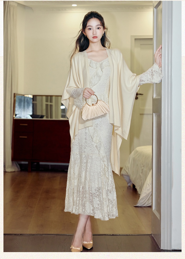 France style slim coat autumn and winter shawl 2pcs set