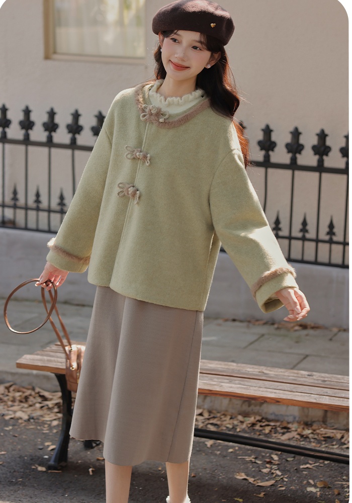 Winter clip cotton short thick loose woolen coat