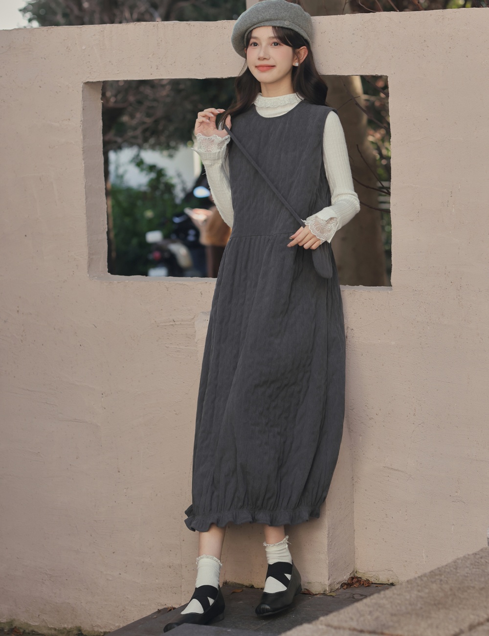 Fashion Casual dress round neck pure sweater 2pcs set