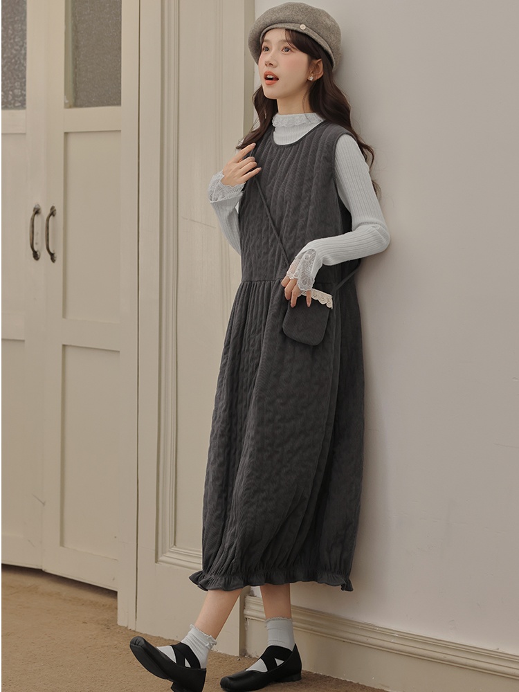 Fashion Casual dress round neck pure sweater 2pcs set