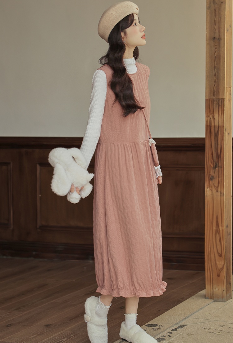 Fashion Casual dress round neck pure sweater 2pcs set