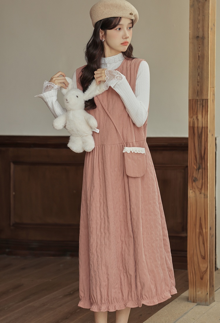 Fashion Casual dress round neck pure sweater 2pcs set