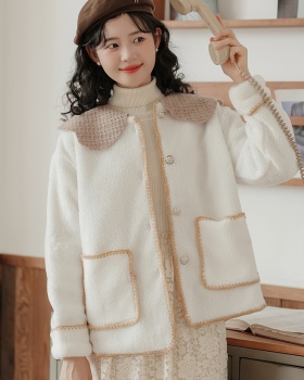 Petal collar autumn and winter sweet chanelstyle coat for women