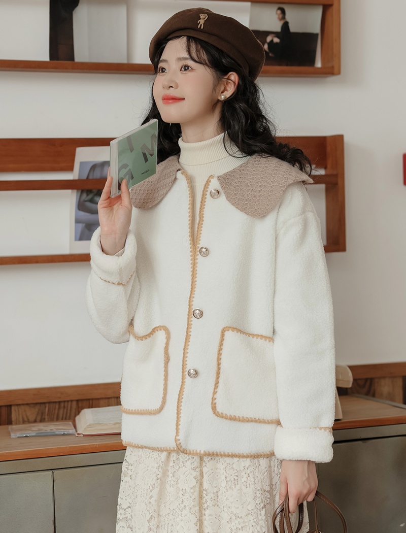 Petal collar autumn and winter sweet chanelstyle coat for women