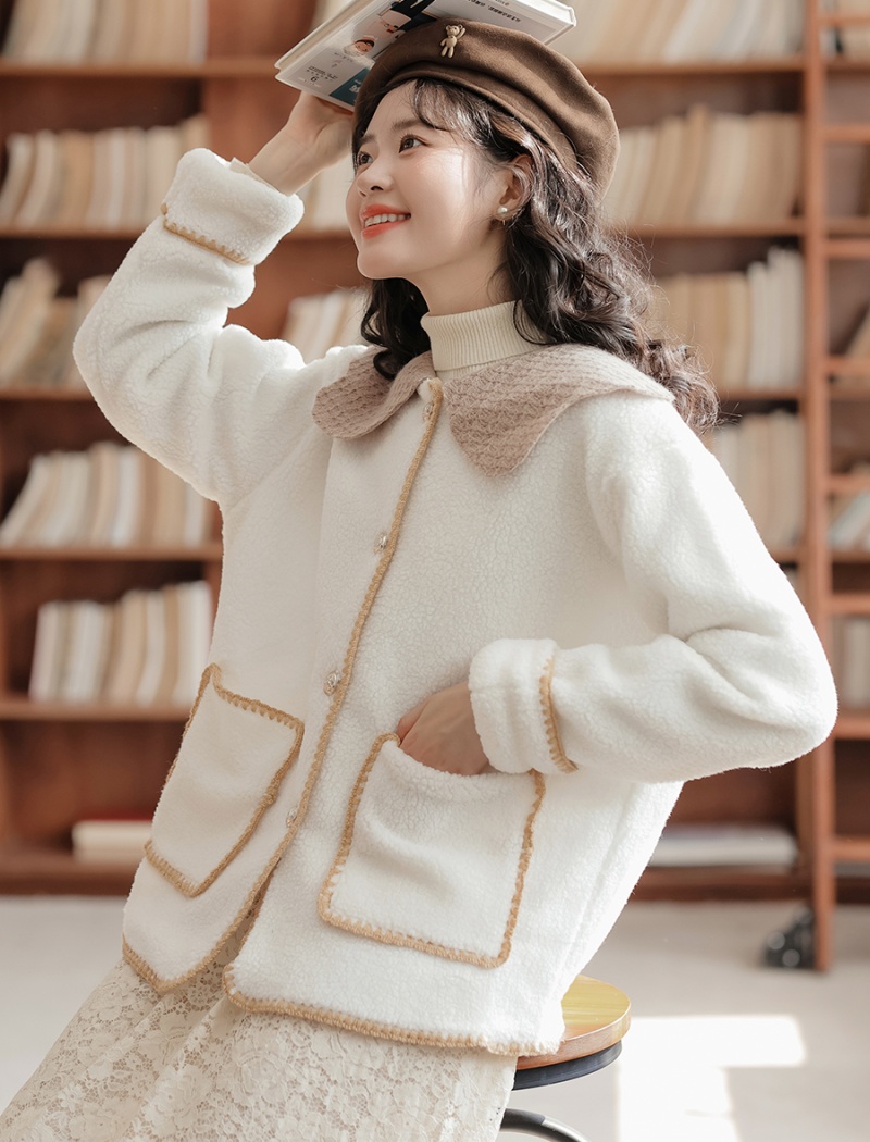 Petal collar autumn and winter sweet chanelstyle coat for women