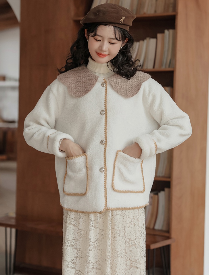 Petal collar autumn and winter sweet chanelstyle coat for women