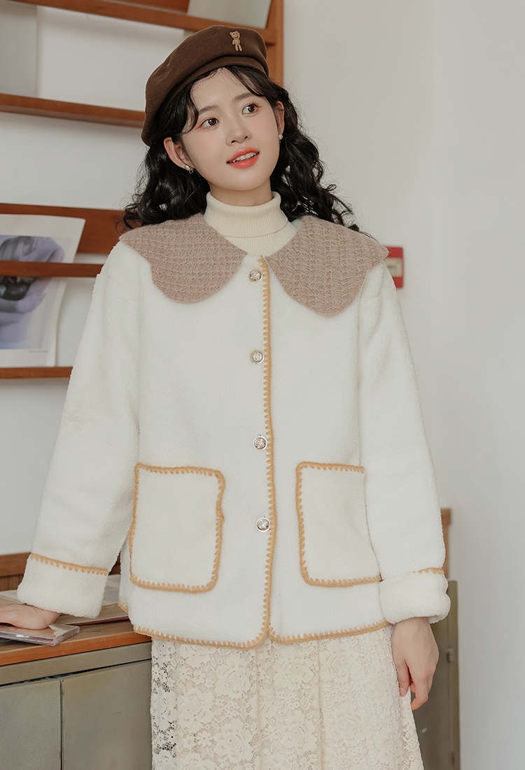Petal collar autumn and winter sweet chanelstyle coat for women