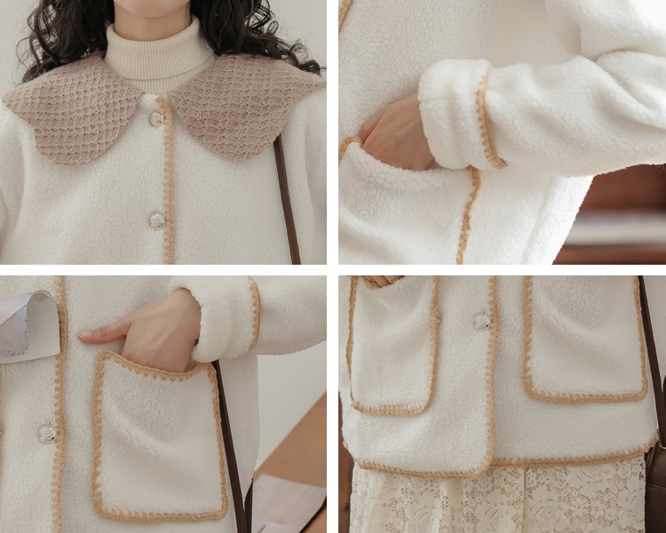 Petal collar autumn and winter sweet chanelstyle coat for women