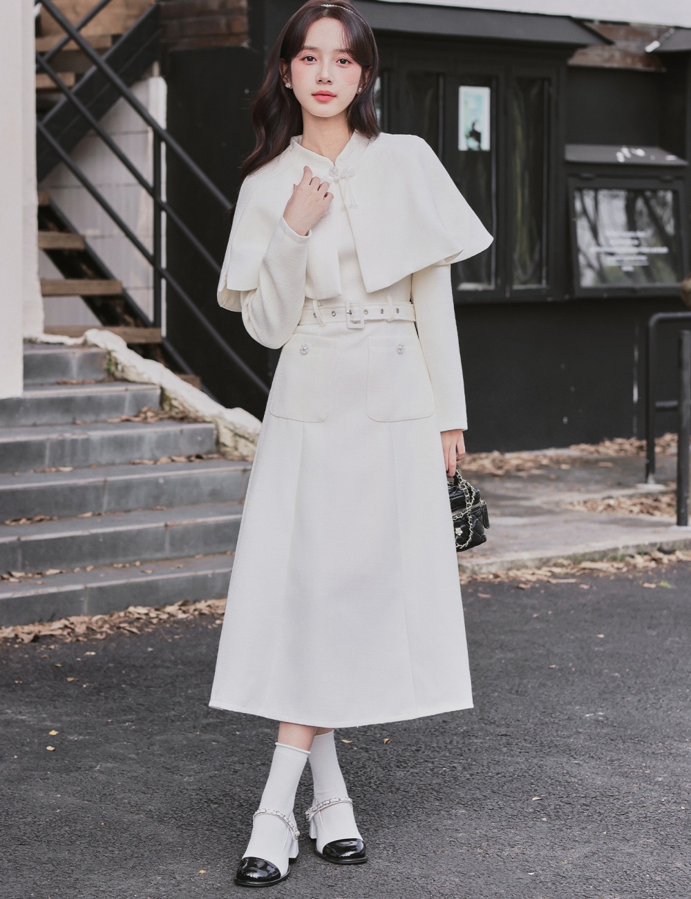 Chinese style cloak chanelstyle dress 2pcs set