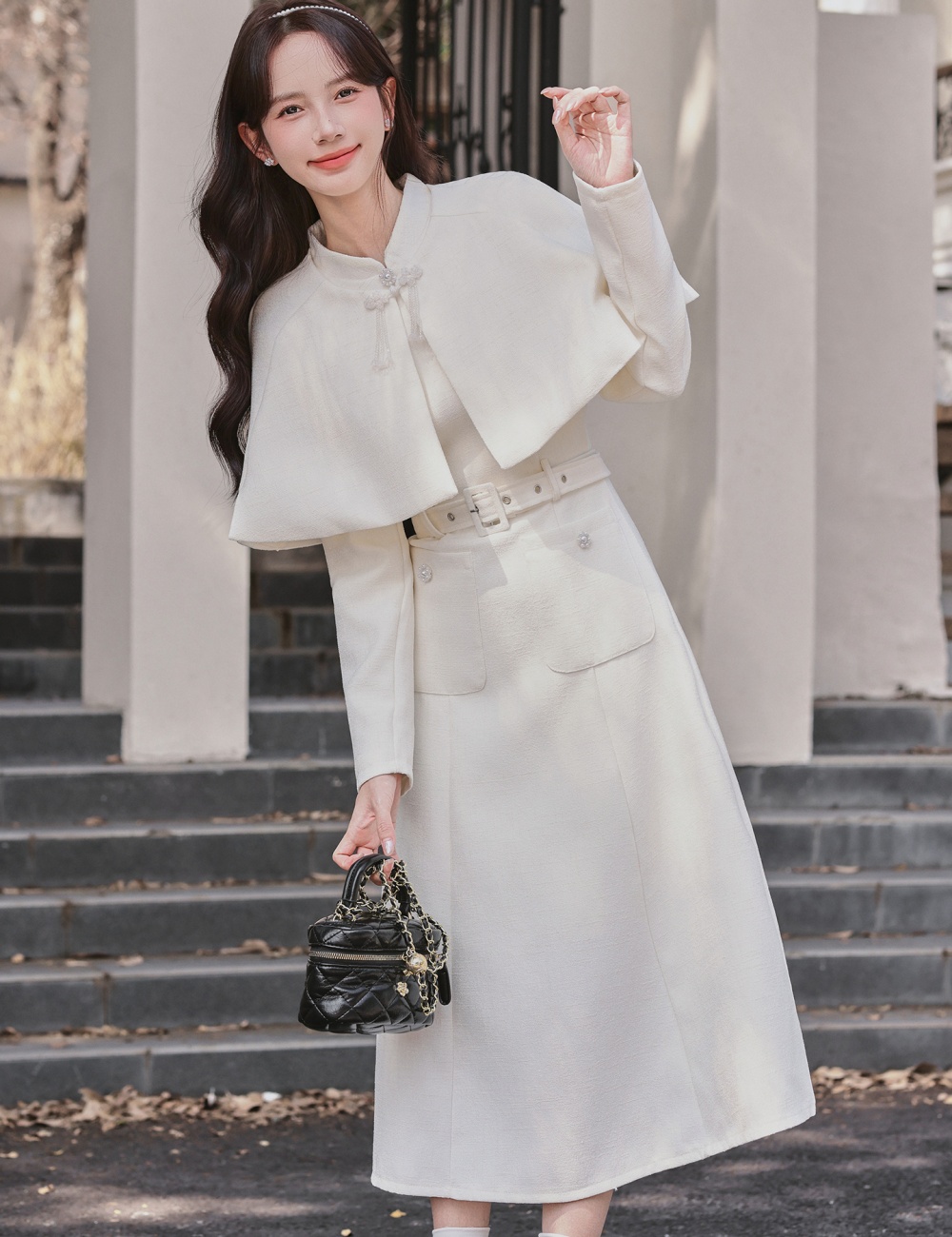 Chinese style cloak chanelstyle dress 2pcs set