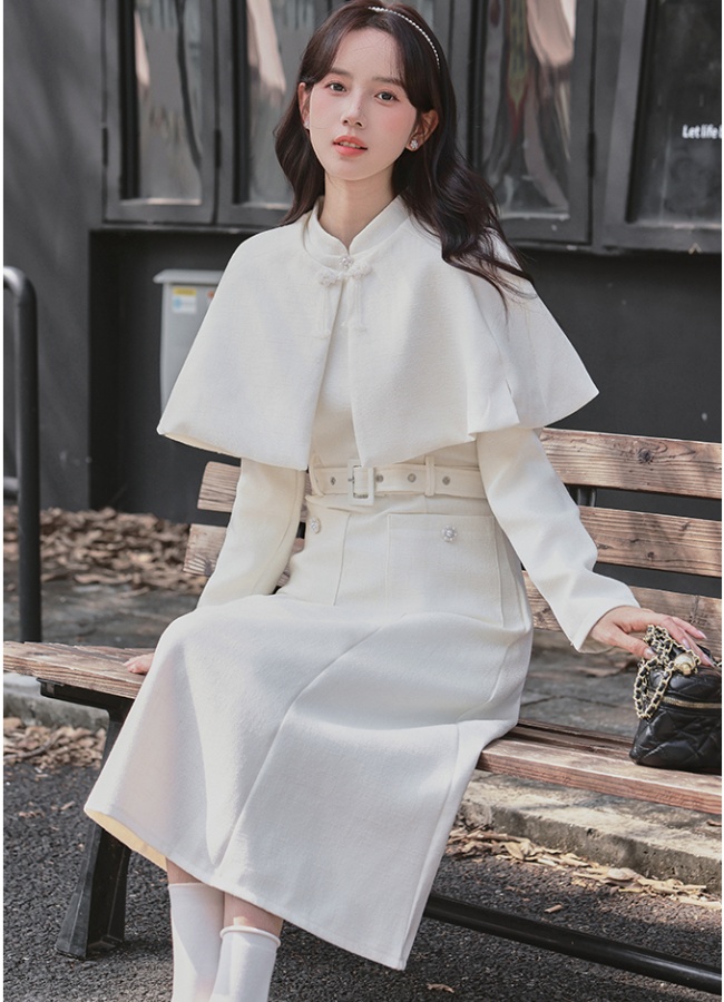 Chinese style cloak chanelstyle dress 2pcs set