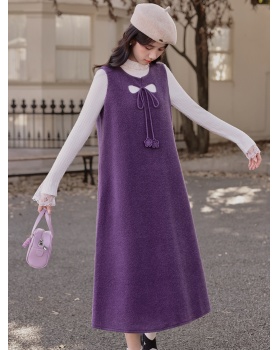 Slim bottoming shirt long strap dress 2pcs set for women